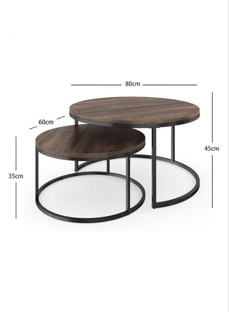 Luxury Home 2-Piece Round Coffee Tables Nesting Table Set Circle Coffee Table with Storage Open Shelf for Living Room Modern Minimalist Style Furniture Side End Table - Image 5